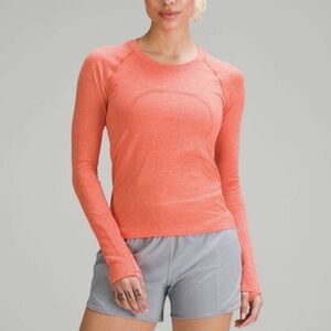 Lululemon Swiftly Tech Long Sleeve 2.0 Race, Size 6, Solar Orange/Sunny coral